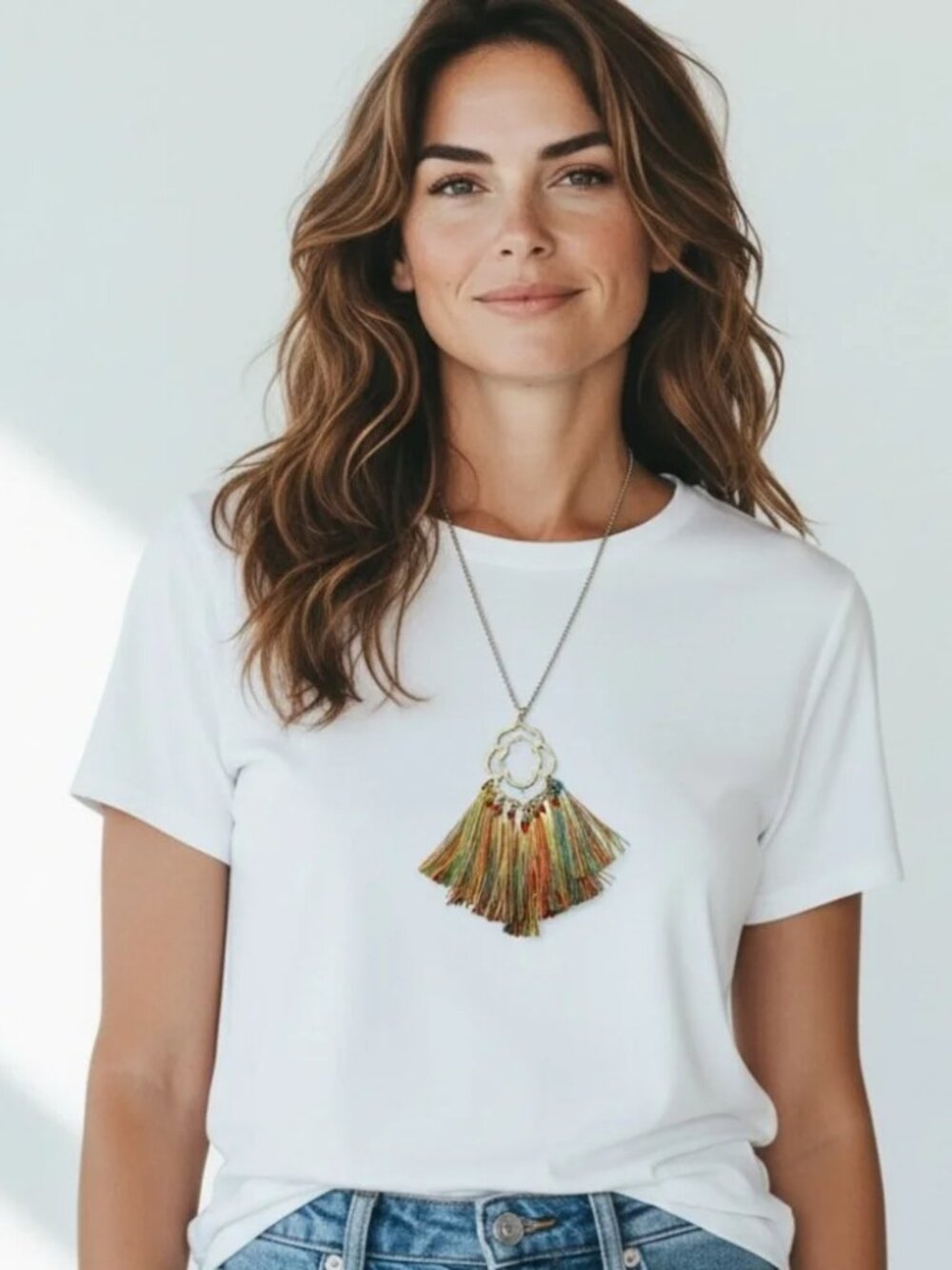 Rainbow feather necklace